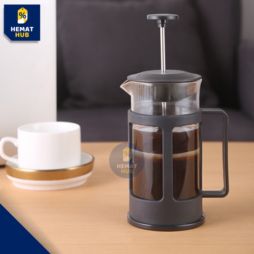 French Press Plunger Coffee Maker Alat Pembuat Peralatan Teko Alat Seduh Kopi Filter Kaca Stainless