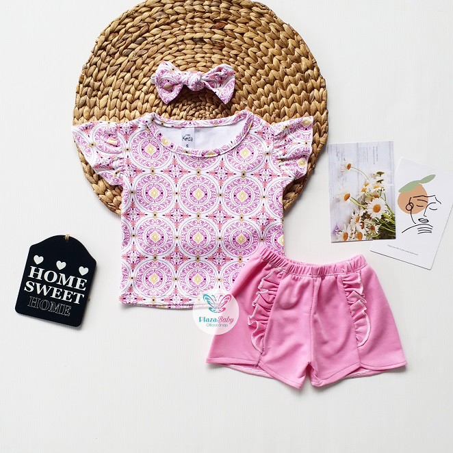 plazababyku MX VALERIE SETELAN BANDO CPDK setelan bayi motif bunga yang lucu free headband