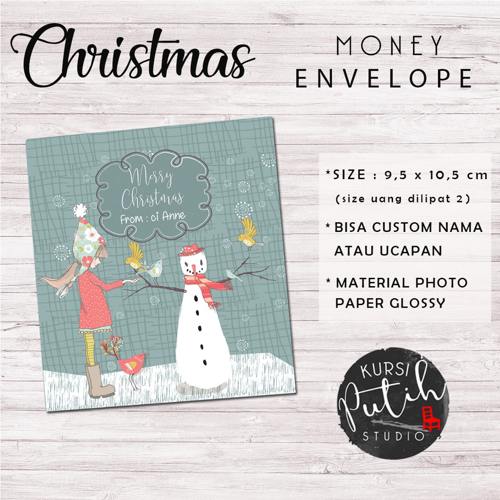 

Amplop uang tema Natal / Christmas money envelope bisa custom nama