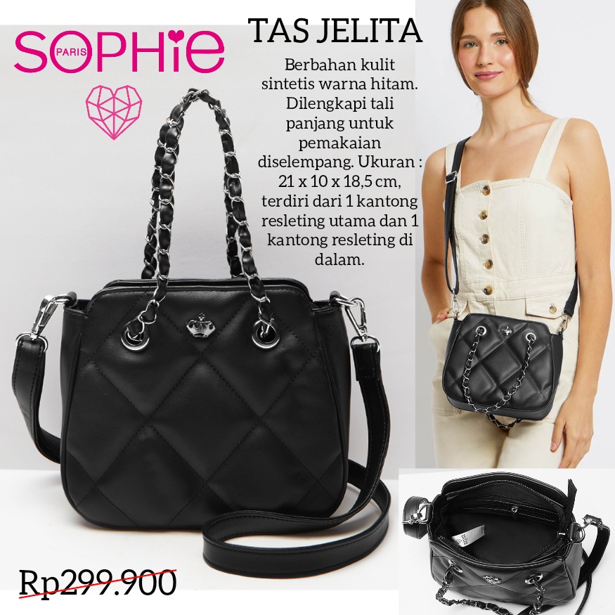 TAS JELITA SOPHIE MARTIN PARIS TAS RANTAI SELEMPANG SOPHIE WANITA HITAM