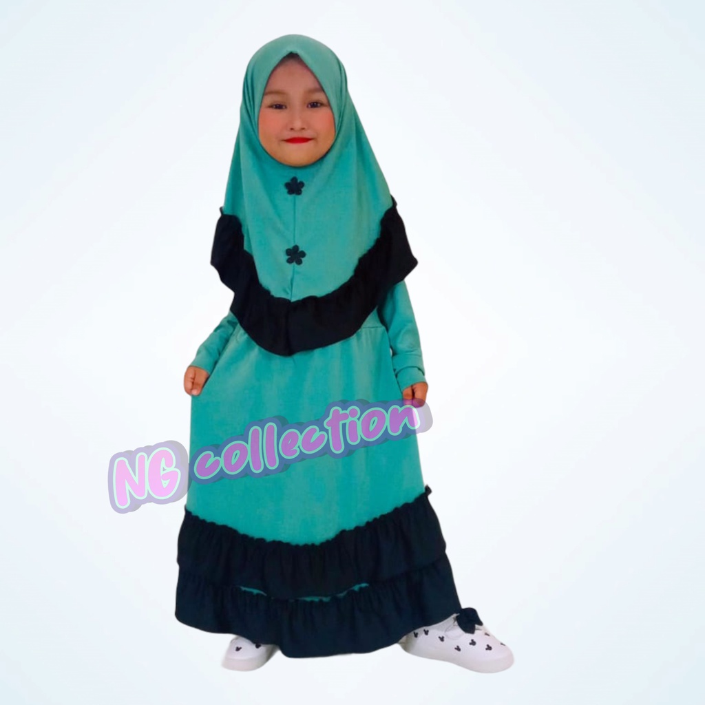 Gamis anak+kerudung 1-3 tahun murah RANDOM bahan jersey