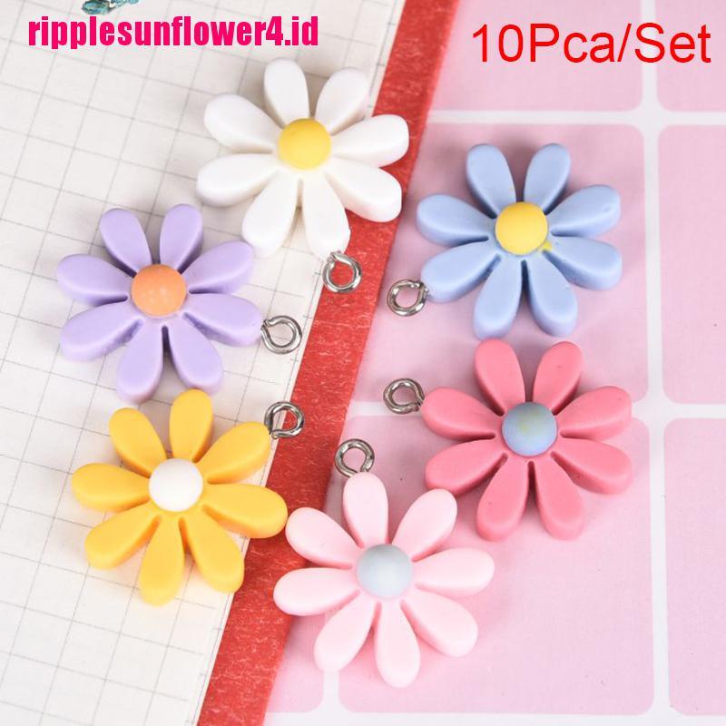 10pcs / set Liontin Bunga Matahari Daisy Kecil Bahan Resin Untuk Membuat Perhiasan DIY