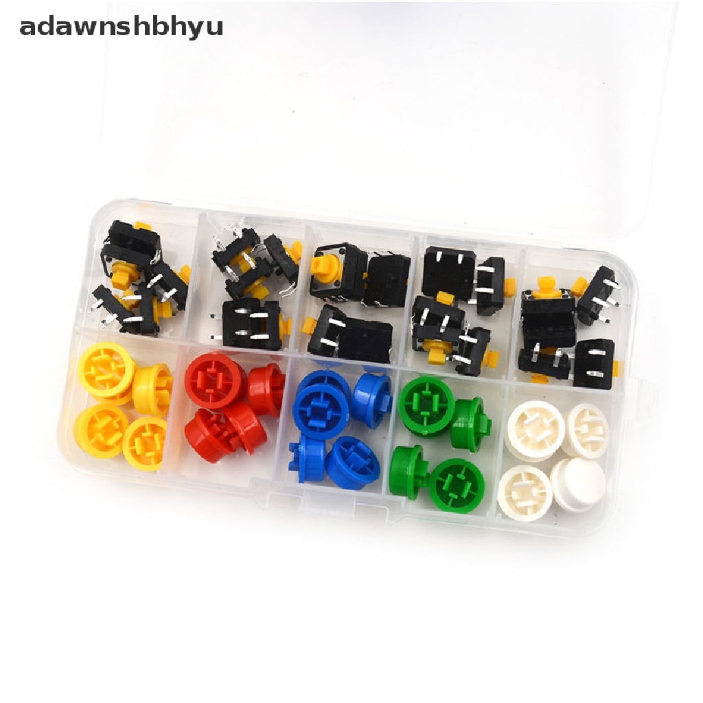 Adawnshbhyu 25Sets Momentary Tactile Push Button Touch Micro Switch 4P Tutup PCB 12x12x7.3mm