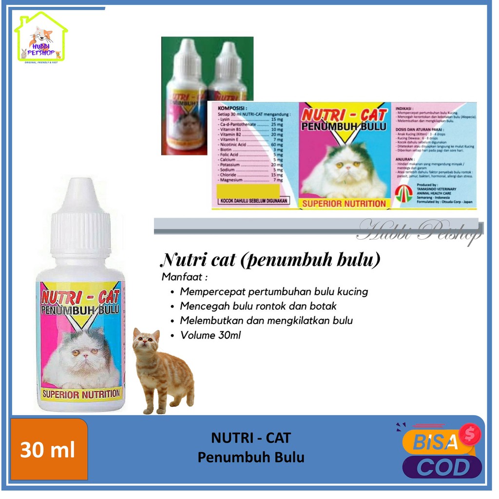 Vitamin Kucing Obat Penumbuh Bulu Kucing Adult Kitten Nutri Cat