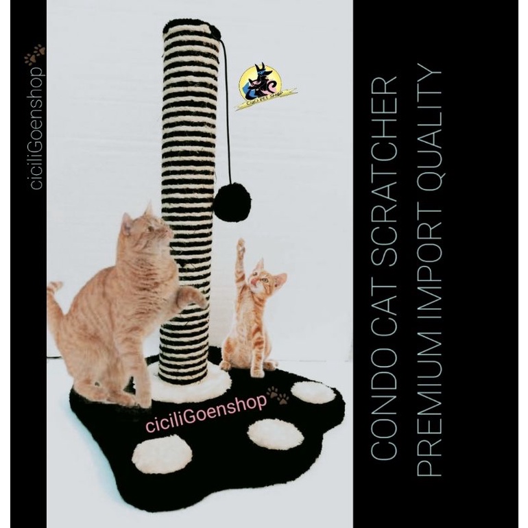 PAW Cakaran kucing tiang garukan condo cat tree mainan kucing scratcher bulu premium