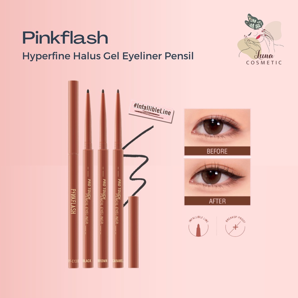 PINKFLASH #InfallibleLine Hyperfine Halus Gel Eyeliner Pensil Pigmen Tinggi Tahan Air Tahan Lama Eyeliner Pencil