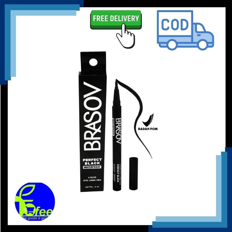 IMPORT -BRASOV (BPOM) Perfect Black Waterproof Liquid Eye Liner Pen 2mL | eyeliner