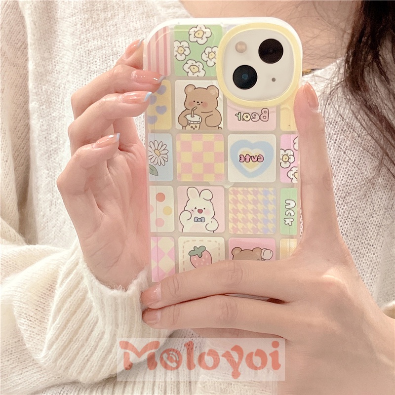 Soft Case TPU Motif Lukisan Hati Strawberry Bear Untuk IPhone 11 XR 7plus 8plus X 7 8 11 13 12 Pro MAX 6 6s Plus XS MAX SE 2020