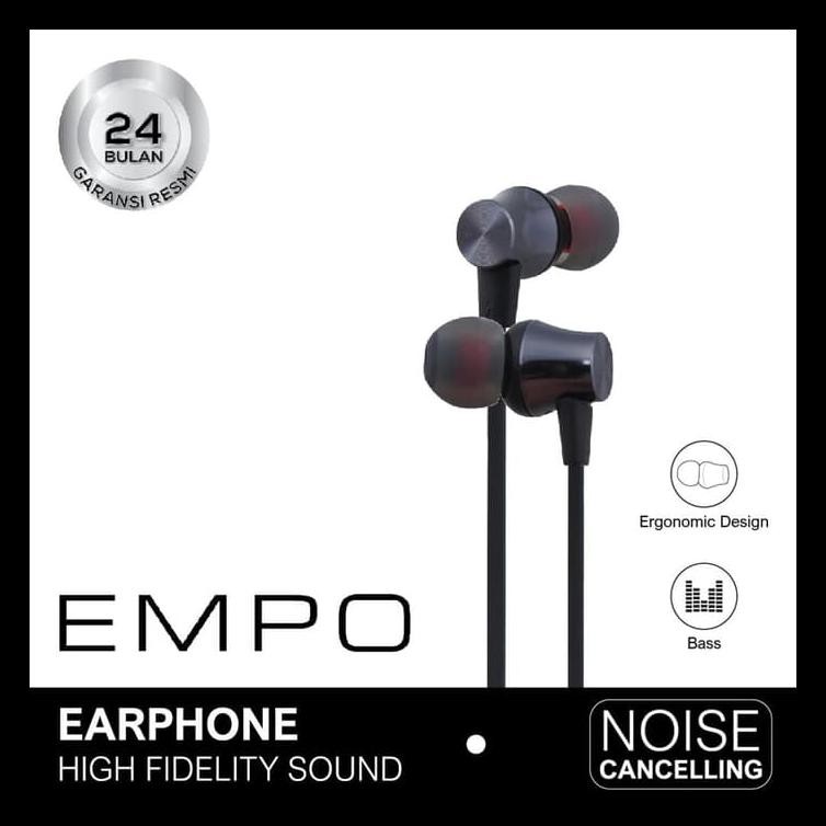 EMPO ECHO Earphone Noise Cancelling (HITAM) TERLENGKAP