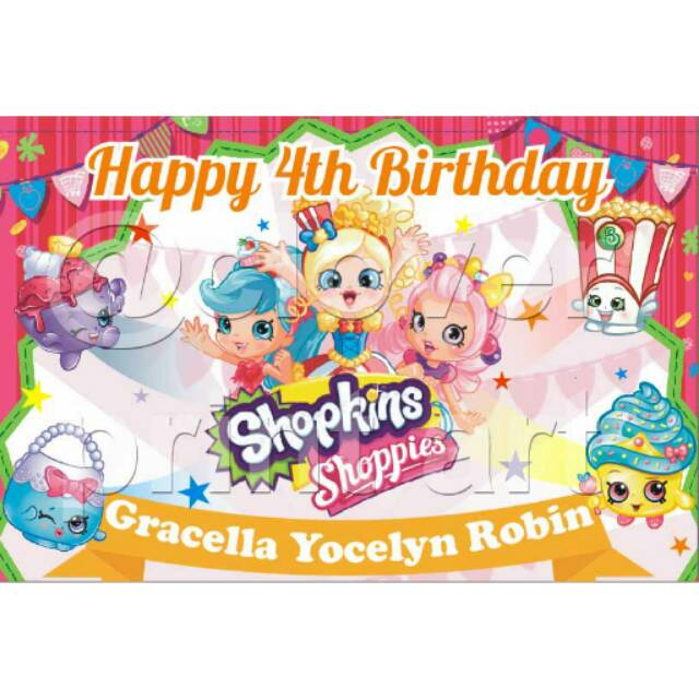 Backdrop Background Ulang Tahun Anak Shopkins