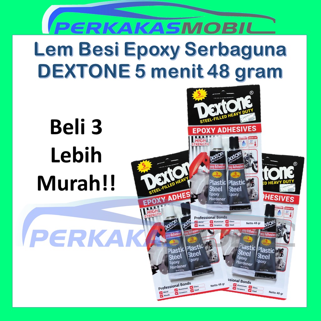 

DEXTONE 3 buah Lem Besi Epoxy Campur Heavy Duty Plastic plastik Steel Adhesive Glue 5 Menit 48gr