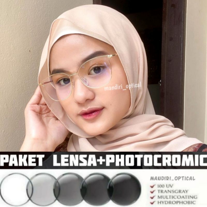 Kacamata minus | Paket frame+lensa photocromic | kacamata antiradiasi | gratis lensa minus | kacamata wanita | kacamata murah | frame 2065