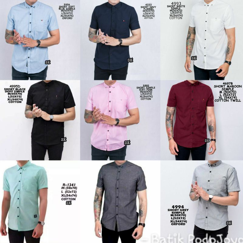 hem kemeja lengan pendek cowok pria branded distro Hurley polos murah elegan