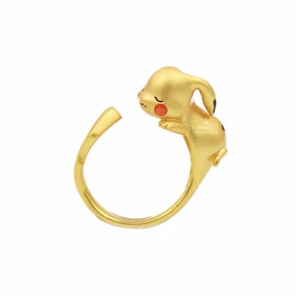 [Elegan] Kalung Kartun Trendi Hadiah Sederhana Pikachu Rantai Klavikula Keberuntungan Cincin Jari Perempuan