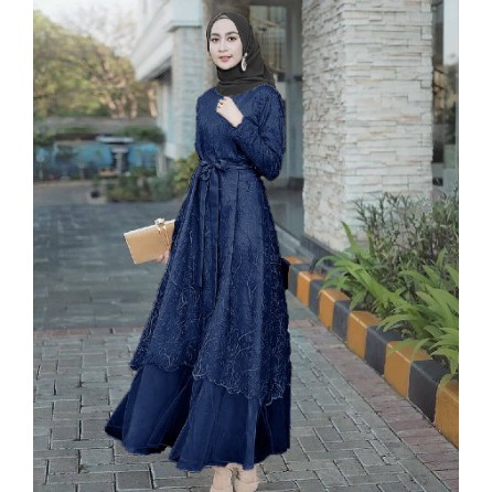 COD- Queen Dress Gamis Brukat Size M-4XL / Gaun Pesta / Brukat Muslim Terbaru 2021  / BAJU DEWASA MURAH TERBARU 2021 / Gamis Kondangan Wanita / JILDAN DRESS Murah