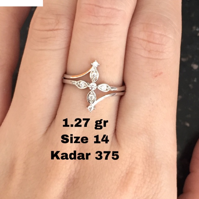 Cincin emas putih variasi kadar 375