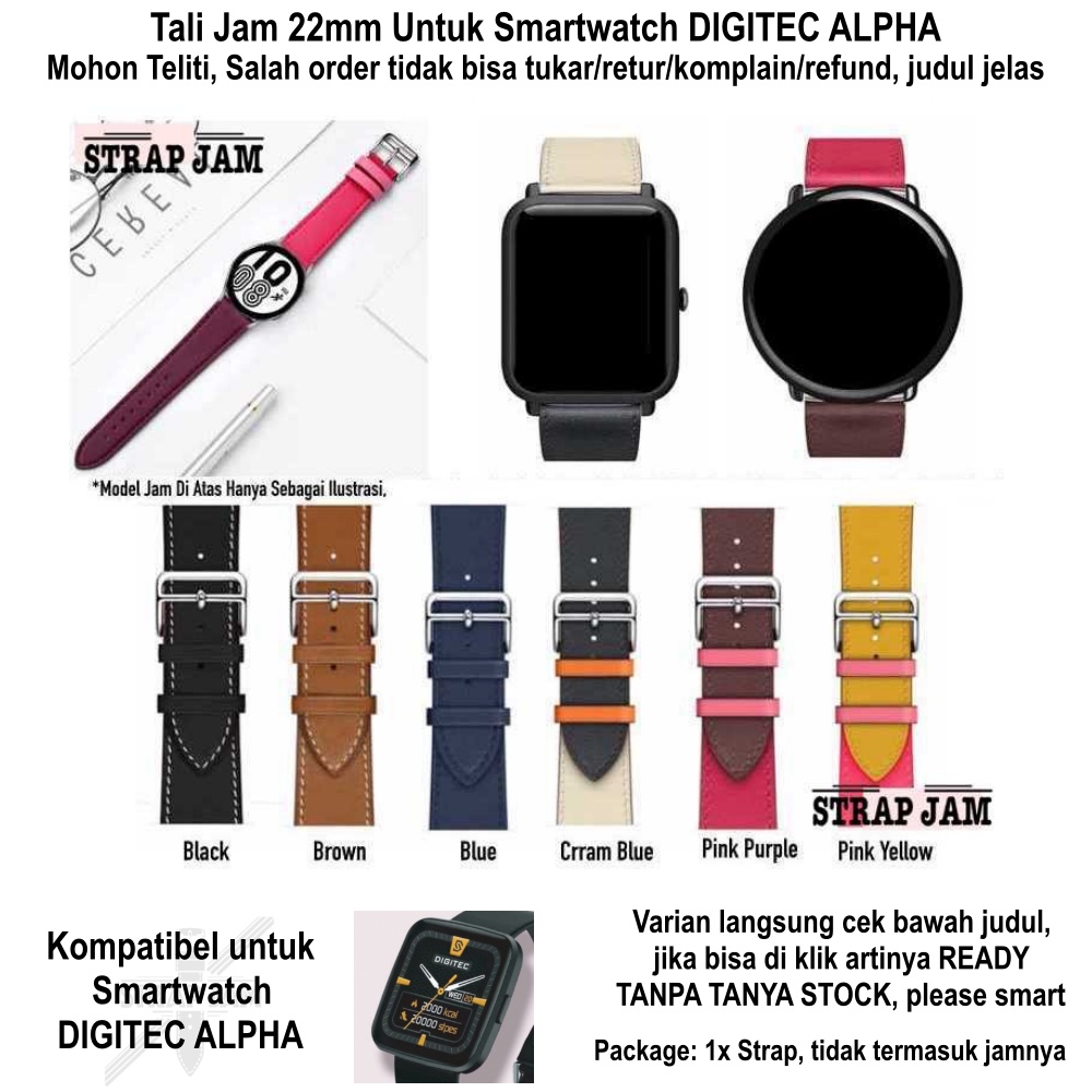 Tali Jam Tangan Digitec Alpha - Fashion Strap 22mm Kulit Stilish Modis