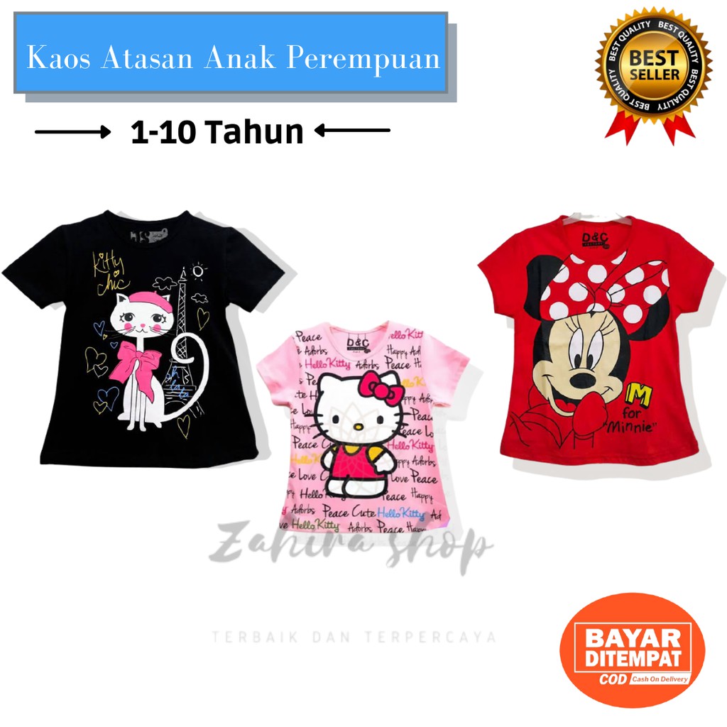 Baju Anak Perempuan/Baju Kaos Anak Perempuan/Atasan Anak Perempuan/Atasan Anak/Baju Kaos/Kaos Katun