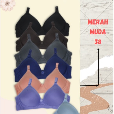 Bra BH Tanpa Kawat Super Soft Sorex 17238-38 Merah Muda