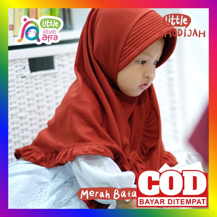 Jilbab Instan Anak Perempuan Sekolah Tk Sd 3 4 5 6 7 Tahun Bahan Kaos Adem Premium Warna Merah Bata 
