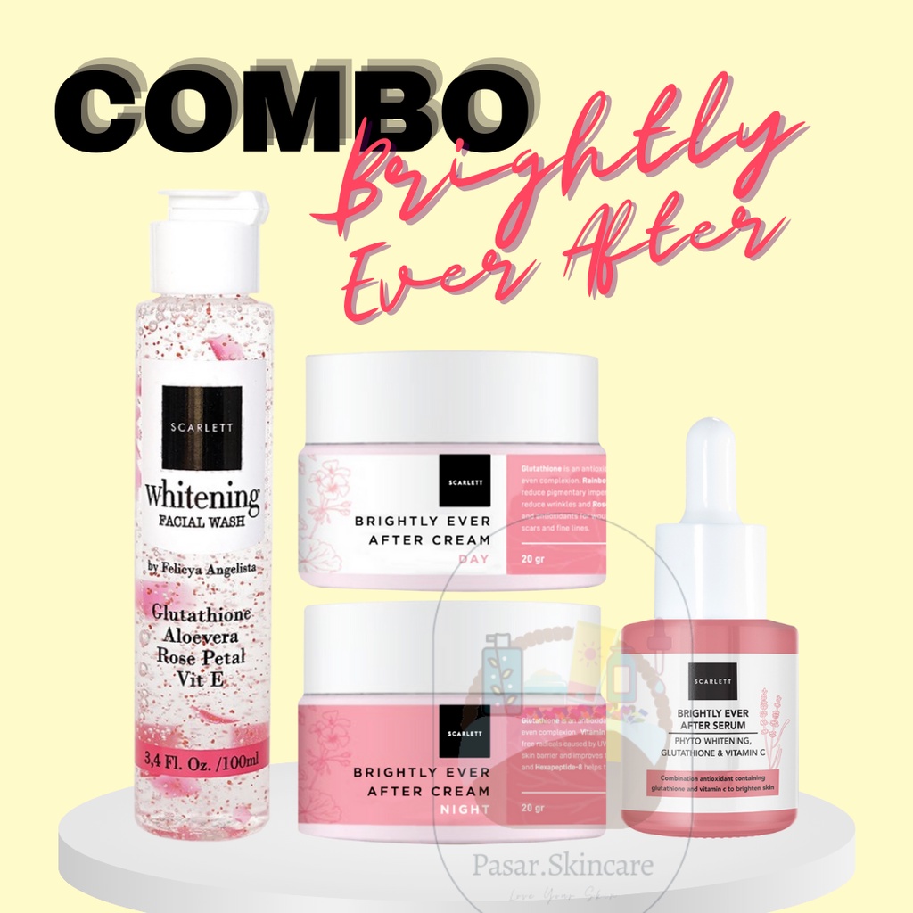 Paket Combo Scarlett Brightly Ever After (Face Wash, Day&Night Cream, Serum Brightly Ever After)