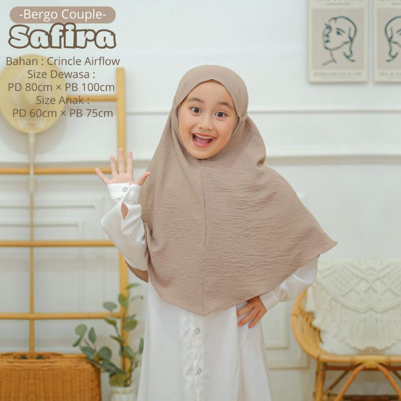 BeautyOne - Hijab Bergo Tali Safira Jumbo Jilbab Bergo Tali Ibu &amp; Anak Bahan Katun Crincle Airflow Nyaman Dipakai | Bisa Cod
