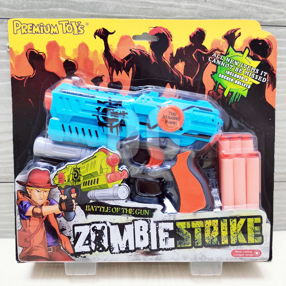 Zombie Strike Gun Mainan Blaster Gun Nerf Dart Tembak Peluru Gabus