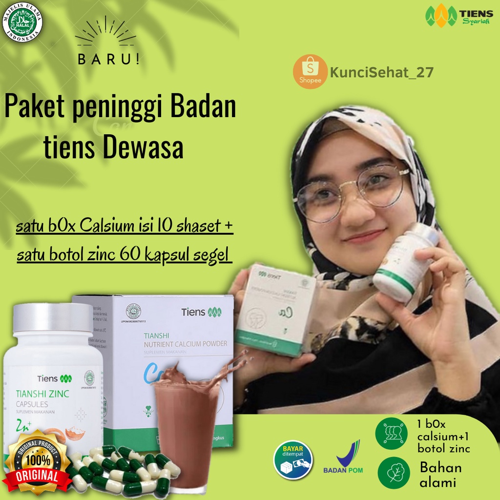 

Paket Peninggi Badan Tiens Original Susu Calsium NHCP dan ZINC Kapsul/Peningg Dewasa