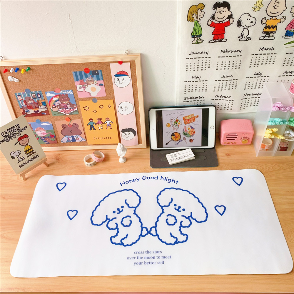 Mouse Pad Anti Air Motif Kartun Beruang / Anjing Warna Pelangi Gaya Korea Untuk Hadiah