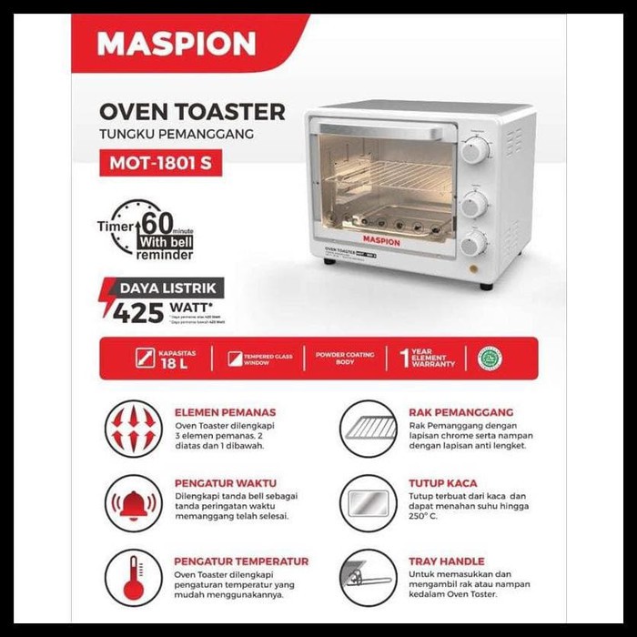 Maspion Oven Toaster MOT-1801 S 18 Liter