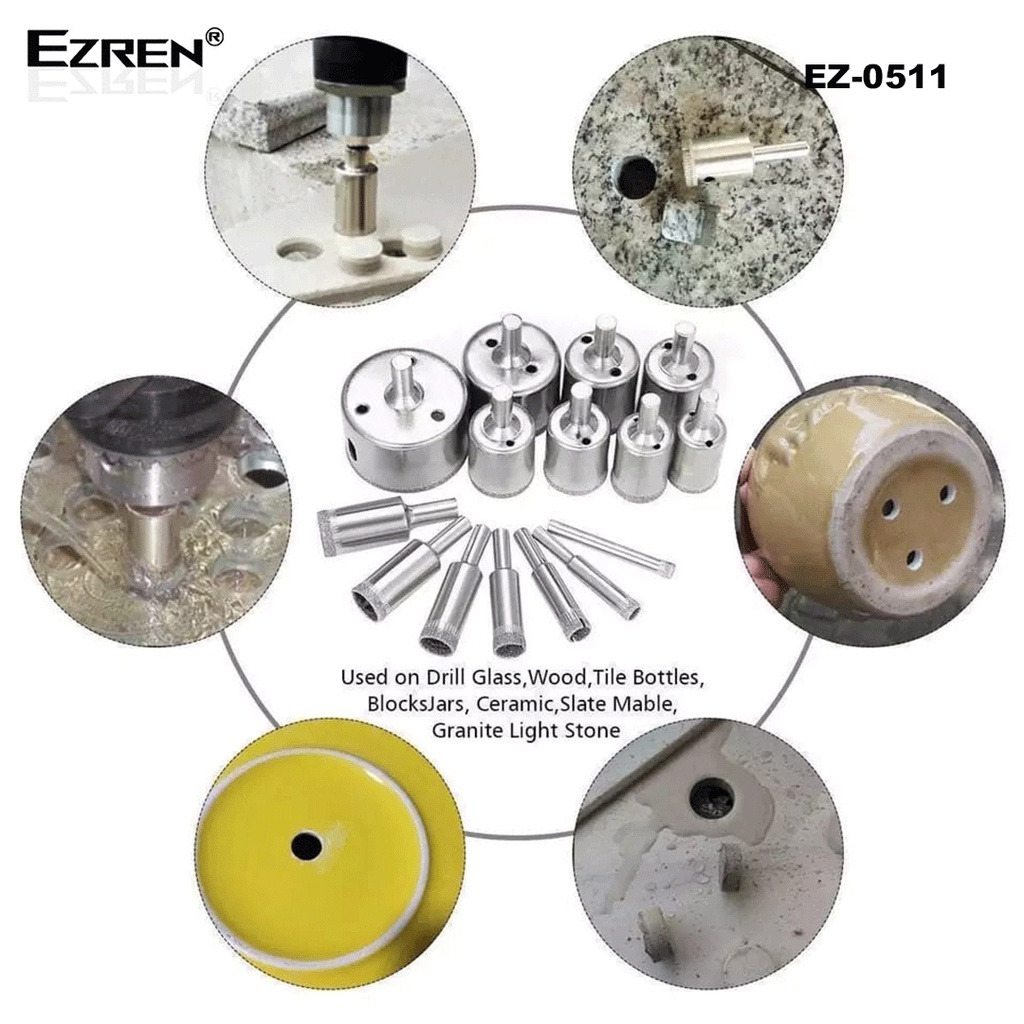 Ezren EZ-0511 Holesaw Mata Bor Bulat Pelubang Kaca Pembolong Keramik