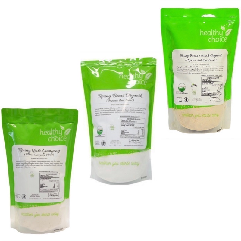 

Healthy Choice Tepung Beras Merah Organic 1 kg / Healthy Choice Tepung Beras Organic / Healthy Choice Tepung Umbi Ganyong Organic / Organic Red Rice Flour / Organic Rice Flour / Wheat Ganyong Flour / Healthy Choice