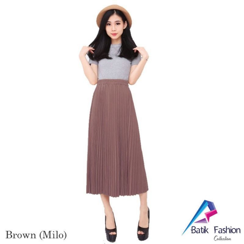 Rok plisket sebetis - Rok wanita pleated skirt 7/8