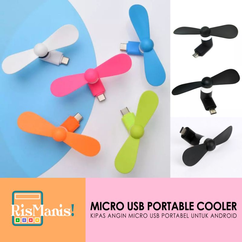 MICRO USB PORTABLE COOLER - Kipas Angin Kecil Khusus HP Support OTG Mini Fan Lucu Handphone Android