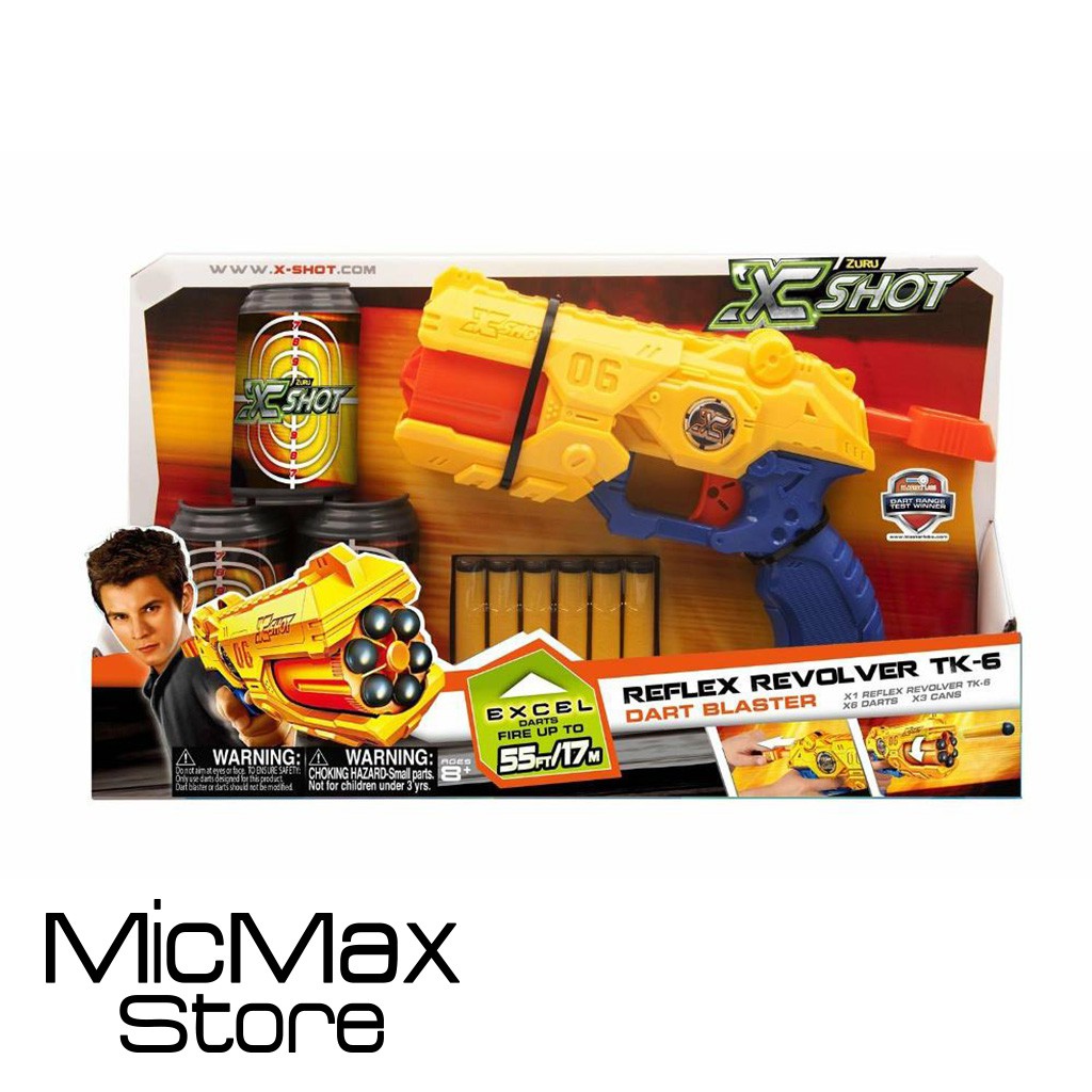 Mainan Pistol Mirip Nerf Emco Zuru X Shot Reflex Revolver TK-6 Ori