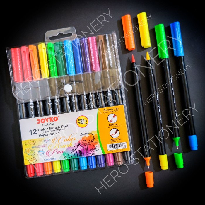 

Mantap Super Color Brush Pen Joyko Dual Tip Jumbo Set 12 Warna Clp-13 Gilaa!!!