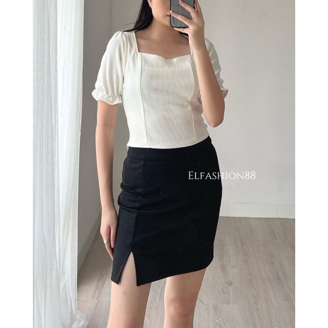 Elfashion • Rok Wanita Korean style | Mini Rok Wanita | Korean Mini Skirt | Rok Belah Samping