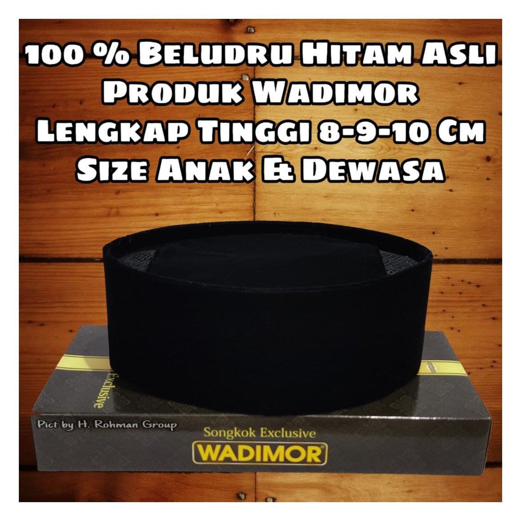 Peci Dewasa Kupiah Songkok Wadimor Original Hitam Polos Ac Beludru Halus Kopyah Pria Dewasa