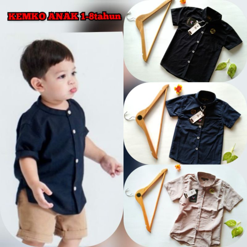 kemeja kemko anak laki laki lengan pendek original