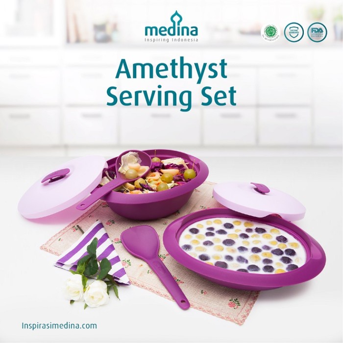 Amethyst Serving Set Medina Wadah Mangkok Saji Set alat makan plastik