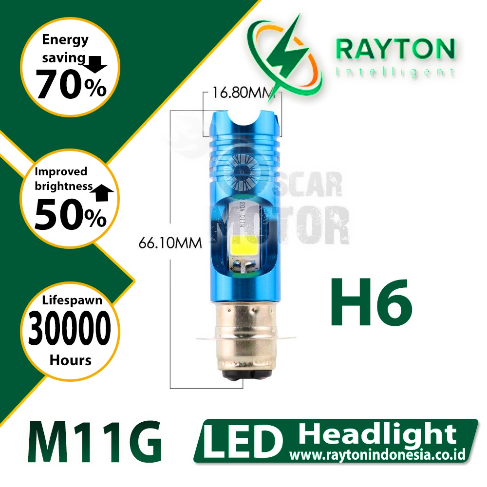 Lampu Depan Motor Rayton M11G-H6 H4 H7 2 LED Blue Devil DE HeadlampNEW motor motor motor