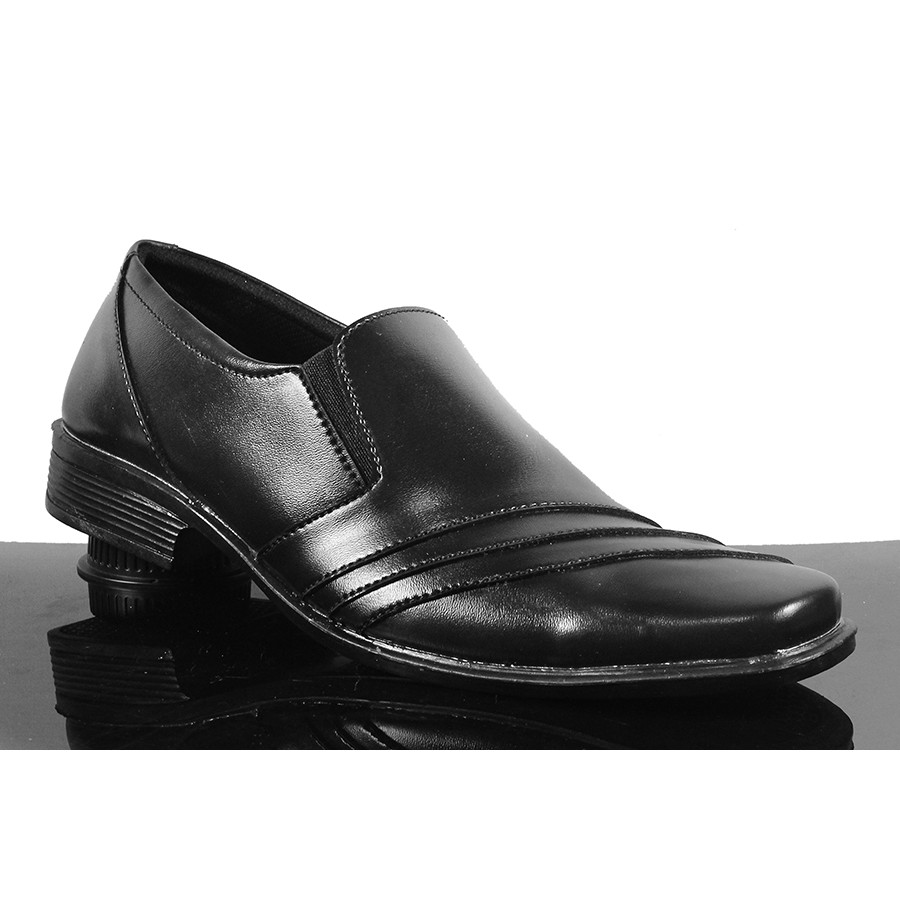 BIG SALE !! Sepatu Casual Formal Pria Pantofel Slop Paul Hitam Kulit Sintetis Kerja Kantor