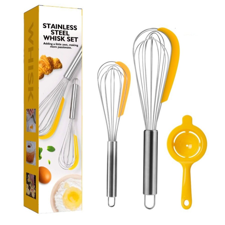 Kocokan Telur Manual Stainless 3 in 1 / Pengocok Telur / Mixer Manual