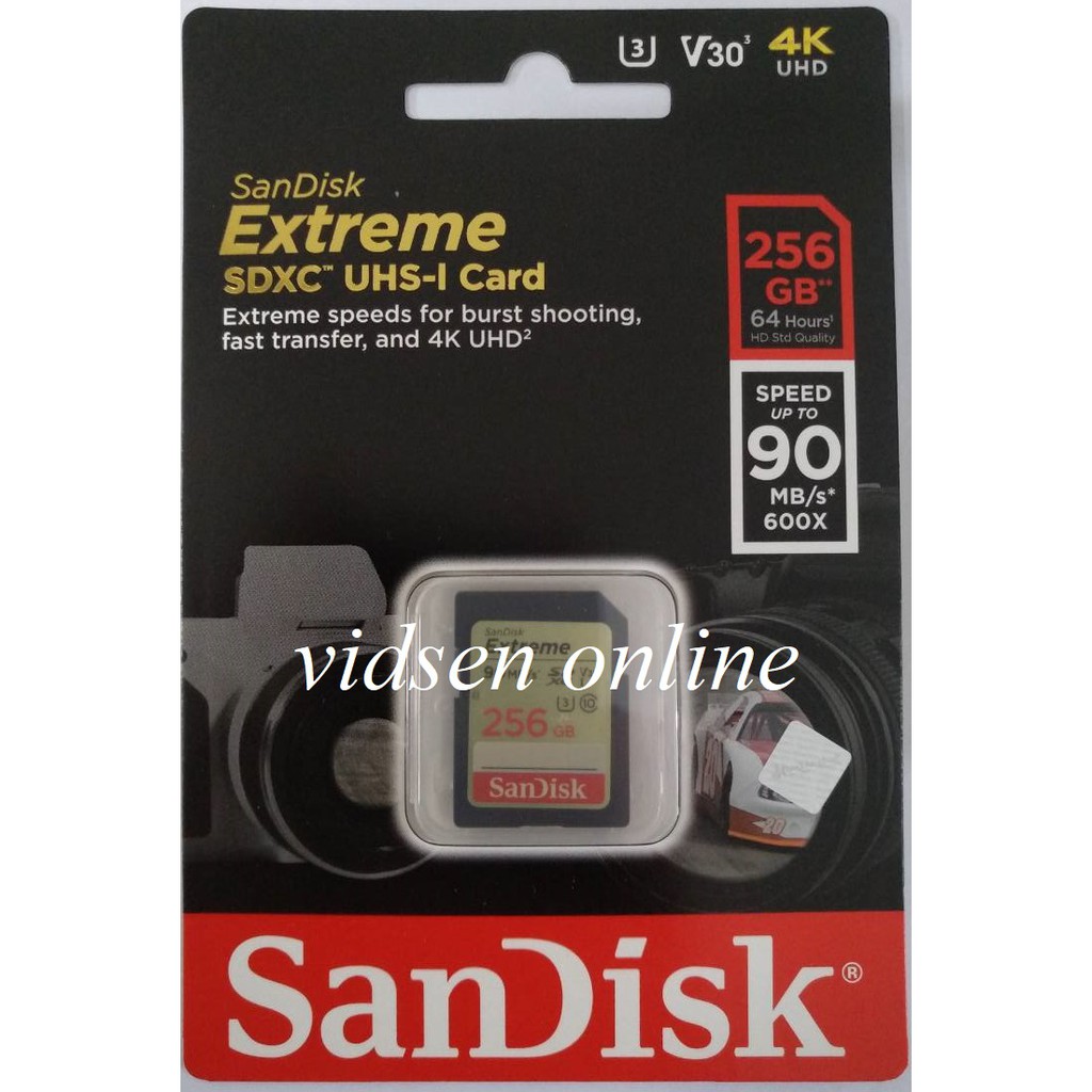 Sandisk Extreme Sd Card / Sdcard / Sdxc 256Gb 90Mbps - Garansi Resmi