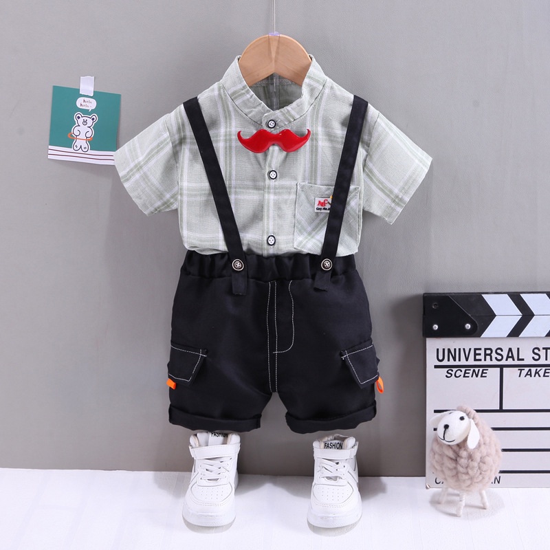 Setelan Overall Anak Bayi Laki-laki Import Motif Kemeja Kotak Kotak Usia 12 bulan - 3 tahun