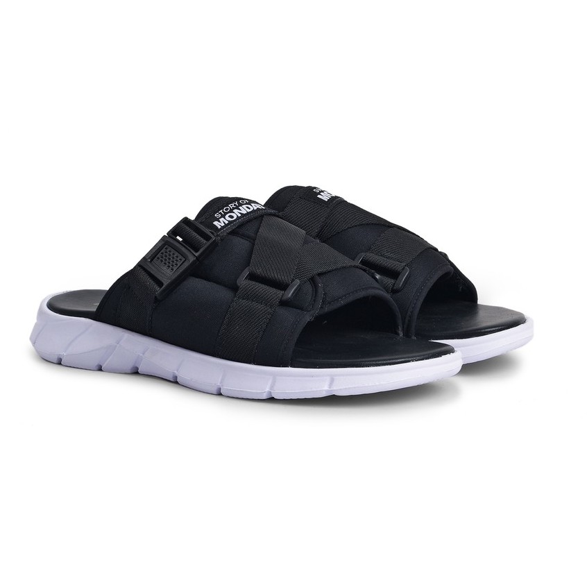 Noko Black | Sandal Gunung Casual Slip Santai Kasual Pria Laki Sendal Footwear Ori | FORIND x Monday