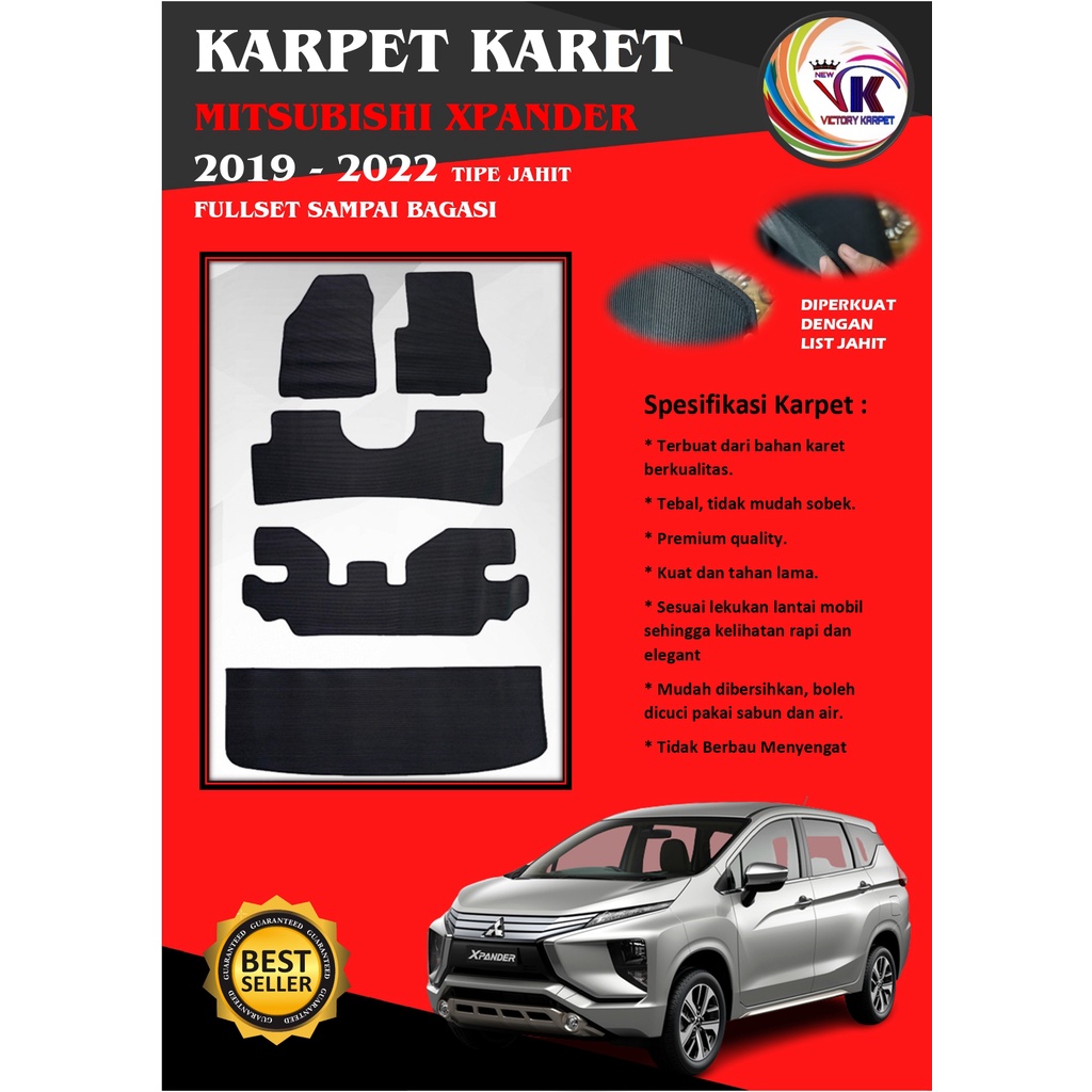 KARPET MOBIL XPANDER CROSS 2021 FULLSET TYPE JAHIT-HITAM PREMIUM