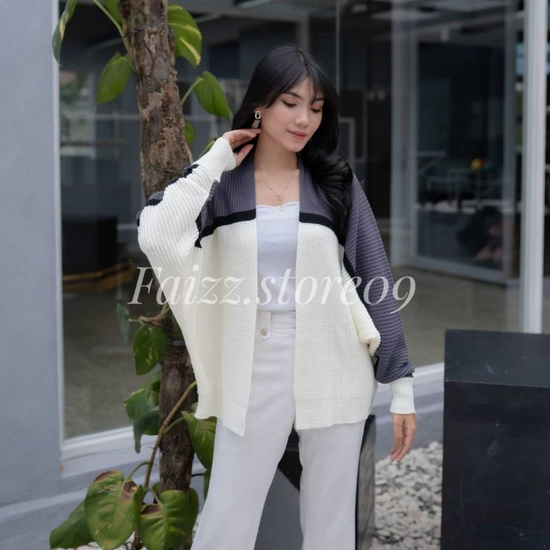 (TWO-TONE) Cardigan Rajut OVERSIZE BATWING/Cardigan Rajut Wanita Tebal PREMIUM STORE09 MURAH