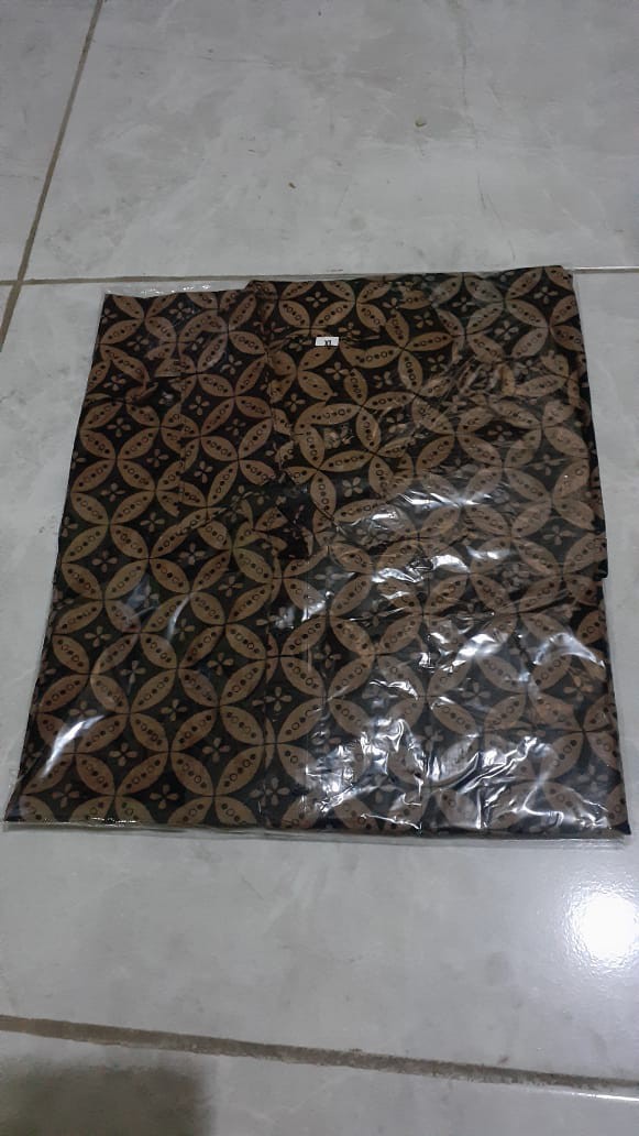 Terbaru - Blus Lonceng Mono Lawasan Coklat Kombi Batik Blouse Atasan Kerja Kantoran Terompet Seragam