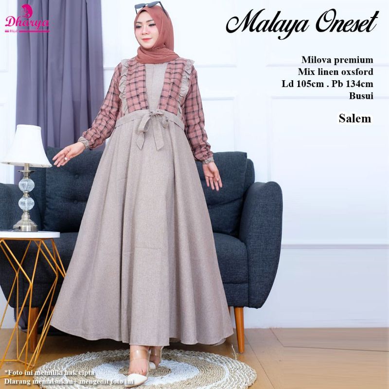 malaya one set setelan dress gamis abaya kaftan inner dan outer